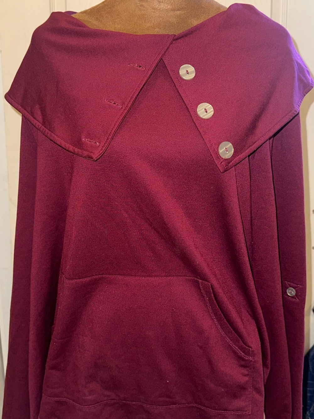 Soft Surroundings Plum Button-Accent Cowl Sweater